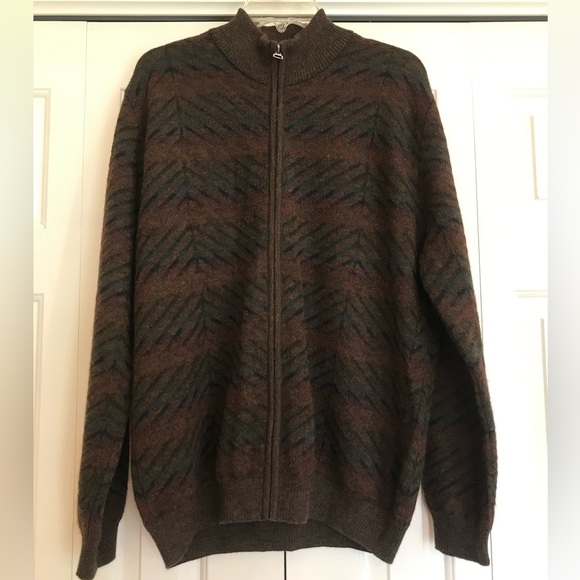 MFH Full Zip Sweater. 100% Baby Alpaca Wool. Multi-Color. Size XL. - Picture 1 of 9
